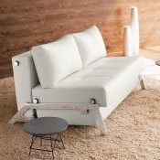 Cubed Deluxe Sofa Bed in White Leatherette by Innovation