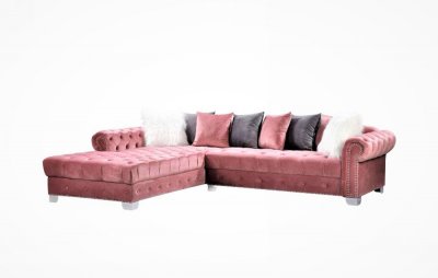 LCL-003 Sectional Sofa in Pink Velvet