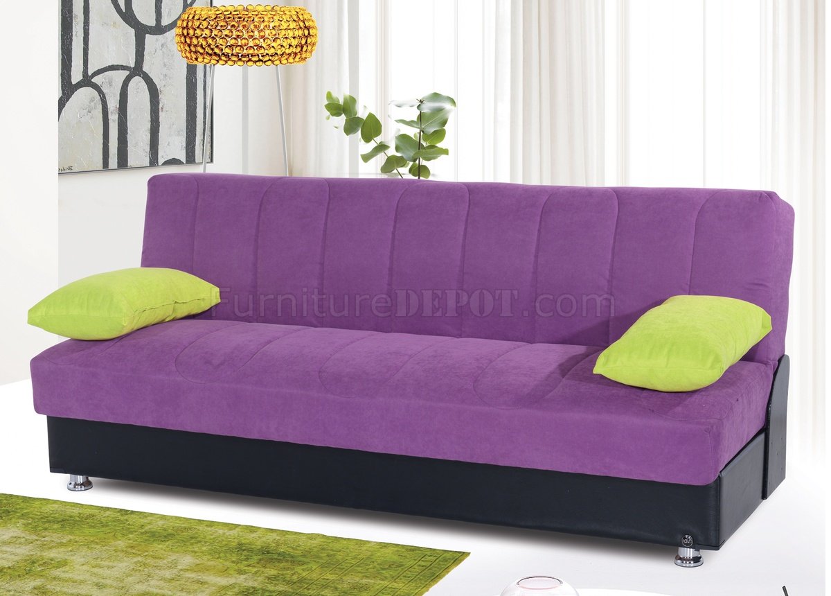 Leon Sofa Bed Convertible In Purple