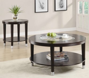 Cappuccino Finish Modern Coffee Table w/Optional End Table