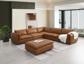 Brighton Sectional Sofa LV03370 Brown Top Grain Leather by Acme [AMSS-LV03370 Brighton]