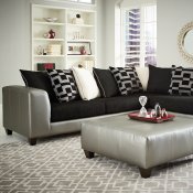 4501 Sectional Sofa in Black Corduroy Fabric & Pewter Bi Cast