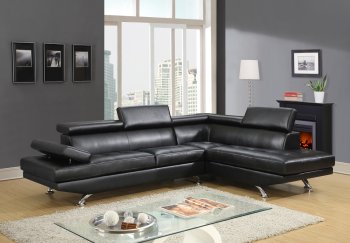 U9782 Sectional Sofa in Black Bonded Leather by Global [GFSS-U9782 Black]