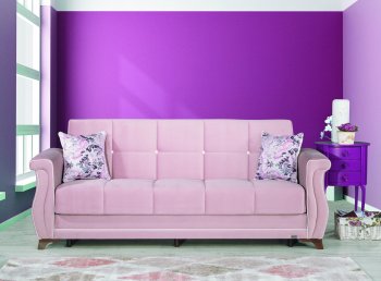 Zigana Sofa Bed in Pink Fabric by Casamode w/Options [CMSB-Zigana Pink]