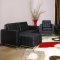 Black Full Leather 3PC Living Room Set w/Free Ottoman