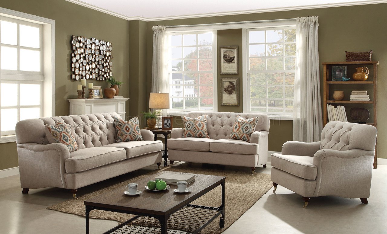 Alianza 52580 Sofa in Beige Fabric by Acme w/Options - Click Image to Close