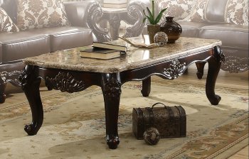 Barcelona 275 Coffee Table in Rich Cherry w/Marble Top & Options [MRCT-275 Barcelona]
