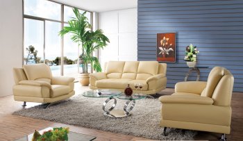 S990A Sofa in Ivory Leather by Pantek w/Options [PKS-S990A Ivory]