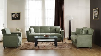 Sage Microfiber Fabric Living Room Storage Sleeper Sofa [IKSB-ASPEN-Rainbow Sage]