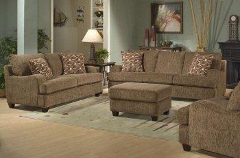 Lush Brown Chenille Stylish Living Room Sofa w/Sloping Curves [HES-9883-Oasis Bey]