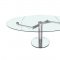 Clear Glass Expandable Top Modern Dining Table w/Chrome Base