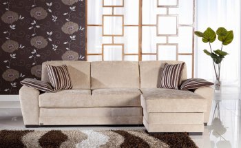 Cream Fabric Modern Sectional Sofa w/Storage Space [IKSS-Cross Yuky Cream]