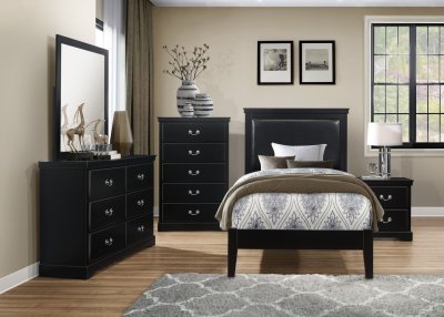 Seabright Youth Bedroom Set 4Pc 1519 in Black by Homelegance