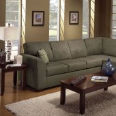 Olive Microfiber Casual Modern Sectional Sofa with Wooden Legs