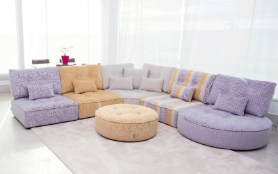 Ariel Sectional Sofa in Multi-Color Fabric by ESF