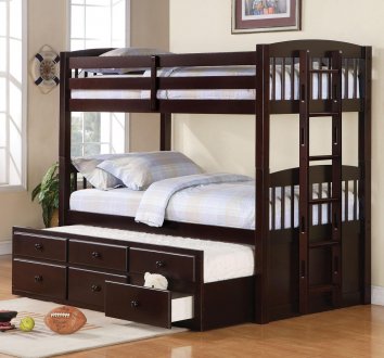 Logan 460071 Twin over Twin Bunk Bed in Cappuccino by Coaster