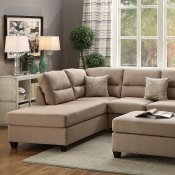 F7614 Sectional Sofa 3Pc in Sand Fabric by Boss