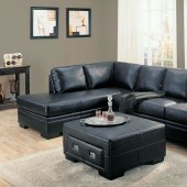 Black or Cream Full Bonded Leather Contemporary Sectional Sofa