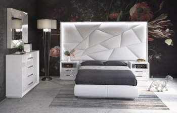 Majesty Bedroom by ESF in White w/Optional Carmen Casegoods [EFBS-Majesty Carmen White]