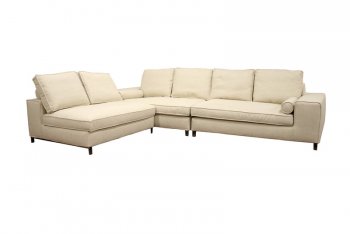 Cream Twill Fabric Modern 3PC Modular Sectional Sofa [WISS-Pegeen]