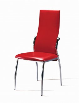 Set of 4 Red Leatherette Modern Dining Chairs