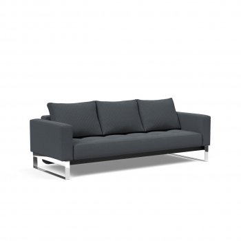 Cassius Quilt Sofa Bed Gray Fabric w/Chrome Legs by Innovation [INSB-Cassius-Quilt-Chrome-894]
