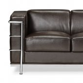 Espresso Full Leather Contemporary Living Room W/Tube Frame