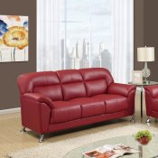 U9102 Sofa & Loveseat in Red PVC by Global w/Options