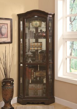 950175 Corner Curio Cabinet in Brown by Coaster [CRCU-950175]