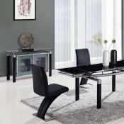 Black Modern 88 DT Dining Table w/Black Glass Top & Options