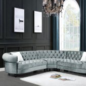 Qulan Sectional Sofa LV00344 in Light Blue Velvet by Acme