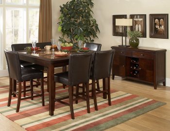 Espresso Classic Counter Height Dining Table w/Faux Marble Top [HEDS-3276-36 Belvedere]