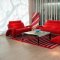 Red Leather Modern 3PC Living Room Set w/Folded Armrests