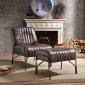 Sarahi Accent Chair & Ottoman Set 59597 in Espresso Leather Acme