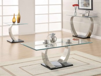 Glass Top & Curved Metal Legs Coffee Table 3Pc Set w/Options [CRCT-701238]