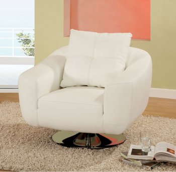 White Leather Contemporary Club Chair W/Chromed Metal Base [GFCC-546 White]