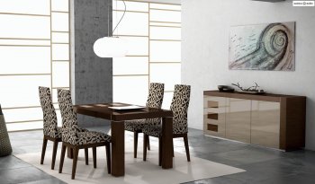 Two-Tone Lacquered Finish Modern Dining Table w/Optional Items [EFDS-Irene-Lacquered]