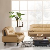 405 Loveseat & 2 Chairs Set in Beige & Brown Leather by ESF