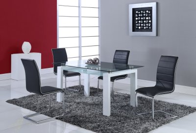 D648DT Dining Set 5Pc by Global w/D490DC Black Chairs