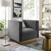 Sanguine Accent Chair in Gray Velvet by Modway