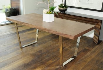 Walnut, Espresso or White Modern Dining Table w/Metal Legs [PGDT-SIENNA-THT-05]