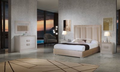 Monica Bedroom by ESF w/Beige Upholstered Storage Bed & Options