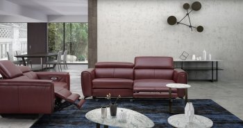 Lorenzo Power Motion Sofa in Merlot Leather by J&M w/Options [JMS-Lorenzo Merlot]