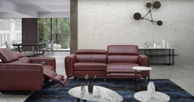 Lorenzo Power Motion Sofa in Merlot Leather by J&M w/Options