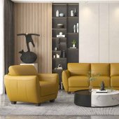Valeria Sofa 54945 in Mustard Leather by Mi Piace w/Options