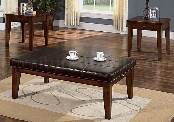 Stitched Padded Leather Top, Leather Top Coffee Table Ottoman