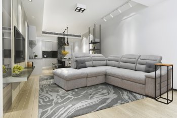 Oliver Sectional Sofa in Gray Fabric by ESF w/Bed & Storage [EFSS-Oliver Gray]