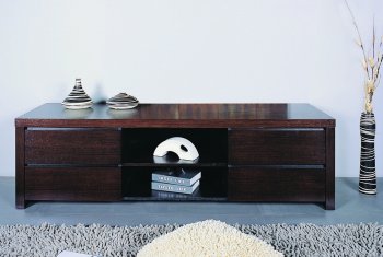 Four Drawer Wenge Finish Contemporary TV Stand W/Middle Shelf [BHTV-Milan]