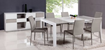 Gina Dining Table 5Pc Set in White & Grey by Chintaly [CYDS-Gina]
