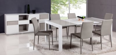 Gina Dining Table 5Pc Set in White & Grey by Chintaly